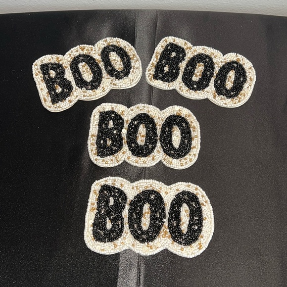 Beaded “BOO” Coasters | Set of 4 - Picture 1 of 5